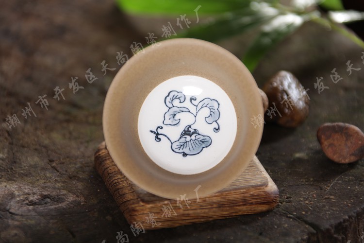 陶加瓷手彩陶瓷茶具 粗陶土茶杯 仿古青花瓷茶碗图片大全