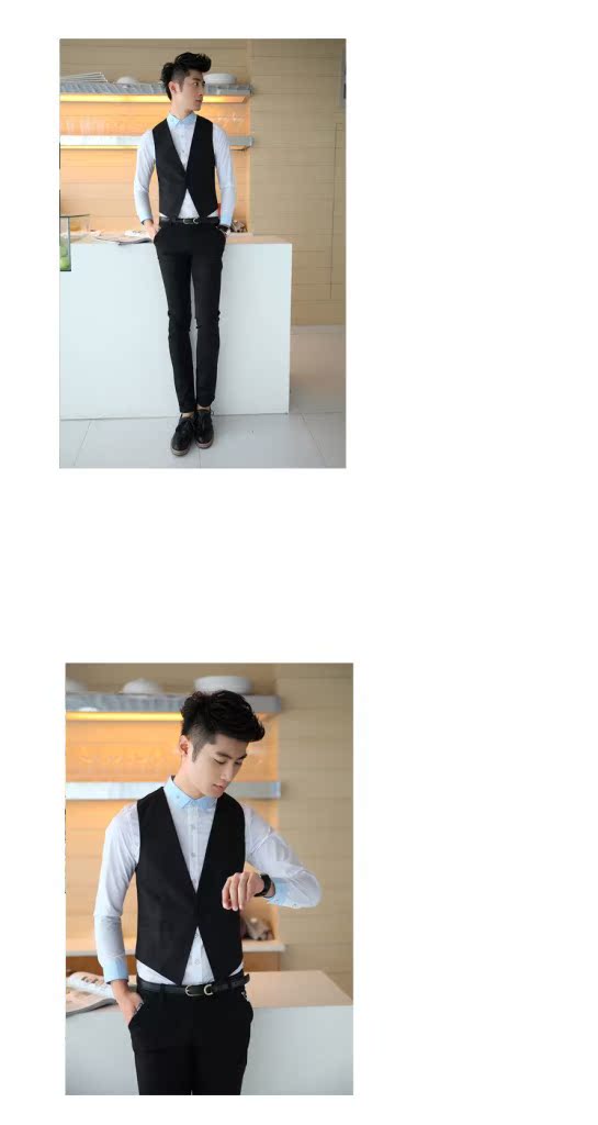 式<em>马甲</em>-品牌男装韩版修身线条<em>黑色马甲 定制</em>团