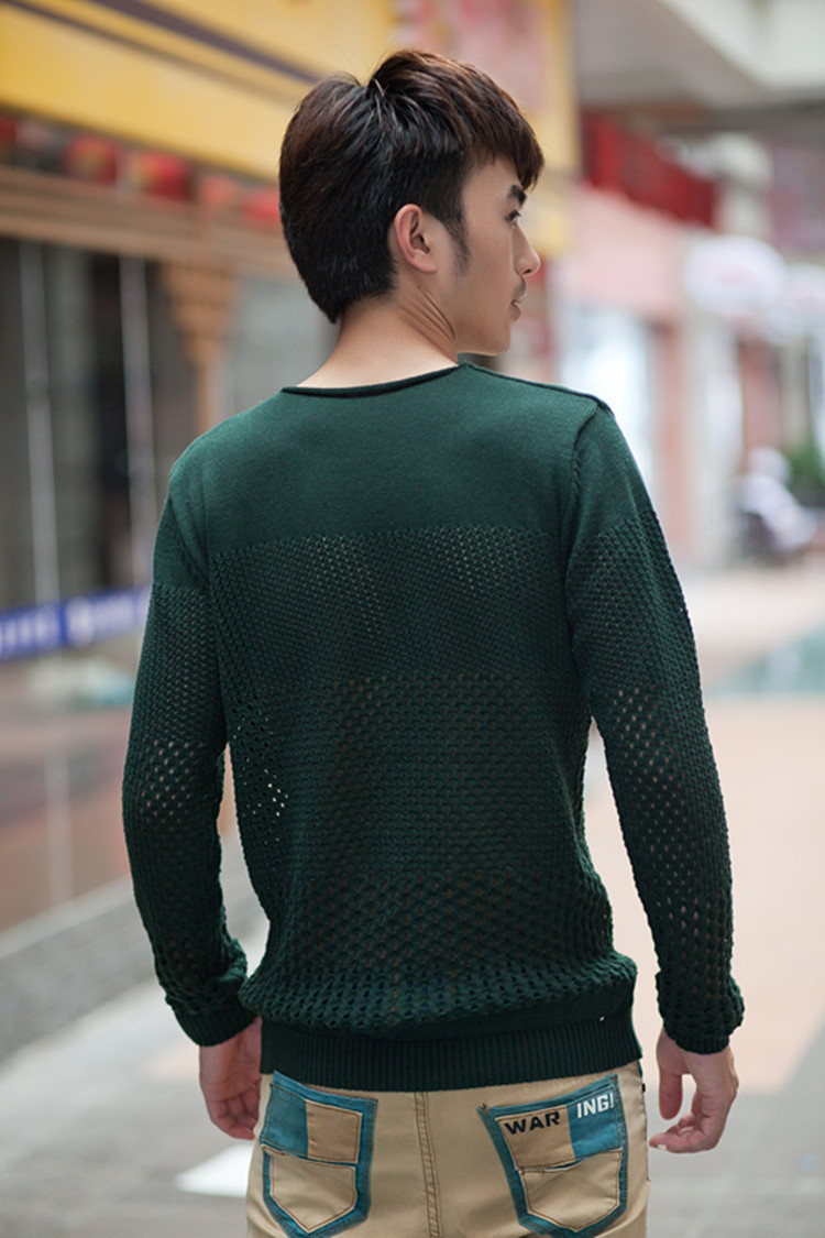 装时尚镂空衫 韩版休闲男式<em>针织衫 毛衣批发</em> 男