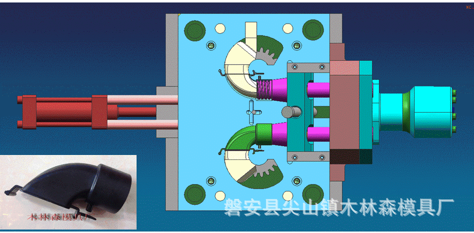 接頭模具（滑塊螺紋帶圓弧抽芯）