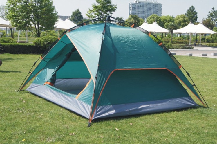 【户外野营自动帐篷 自动拉绳速搭三人双层家
