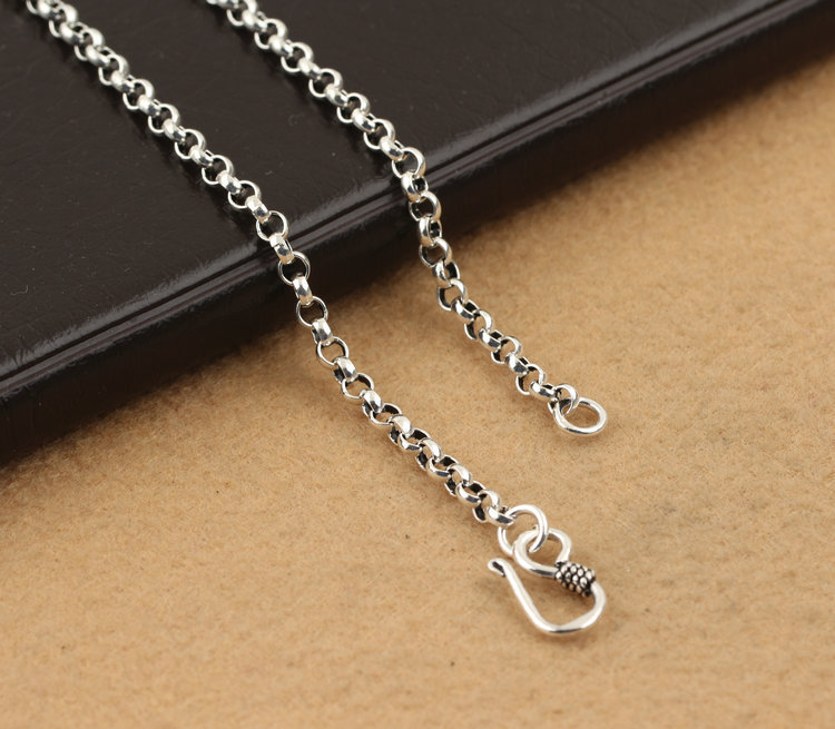 泰银项链长款复古男女<em>银</em>链子925纯银<em>毛衣链</em>圆