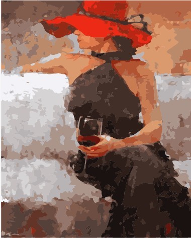 diy数字油画厂家批发<em>红酒女</em>.40*50 图片_高清大