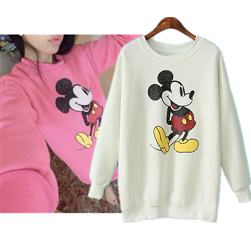 韩国新款 韩版可爱<em>少女米奇</em>卫衣+横条贴章打底