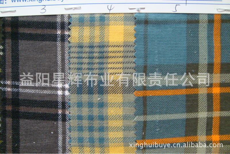现货供应全棉灯芯绒格子印花服装面料,XHR20