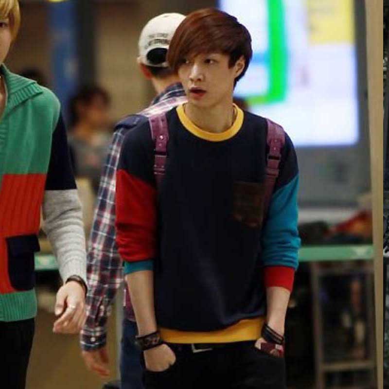 2013 EXO张艺兴同款秋冬装圆领纯色长袖韩版