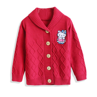 童<em>毛衣</em>-外贸童装 <em>女童</em>可爱kit猫 <em>纯棉毛衣开衫</em>儿