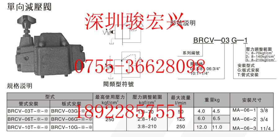【台湾ASHUN油顺BRCV-10G减压阀,液压单向放料球阀图片