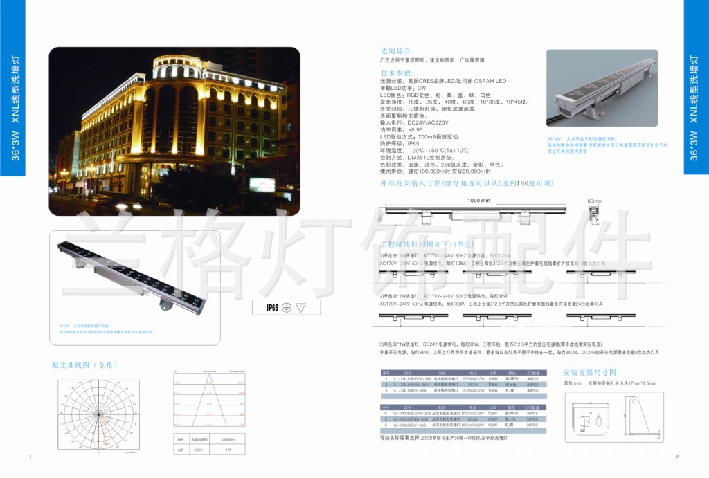 P1-2 36-3W 双排，品字形洗墙灯(明) XNL