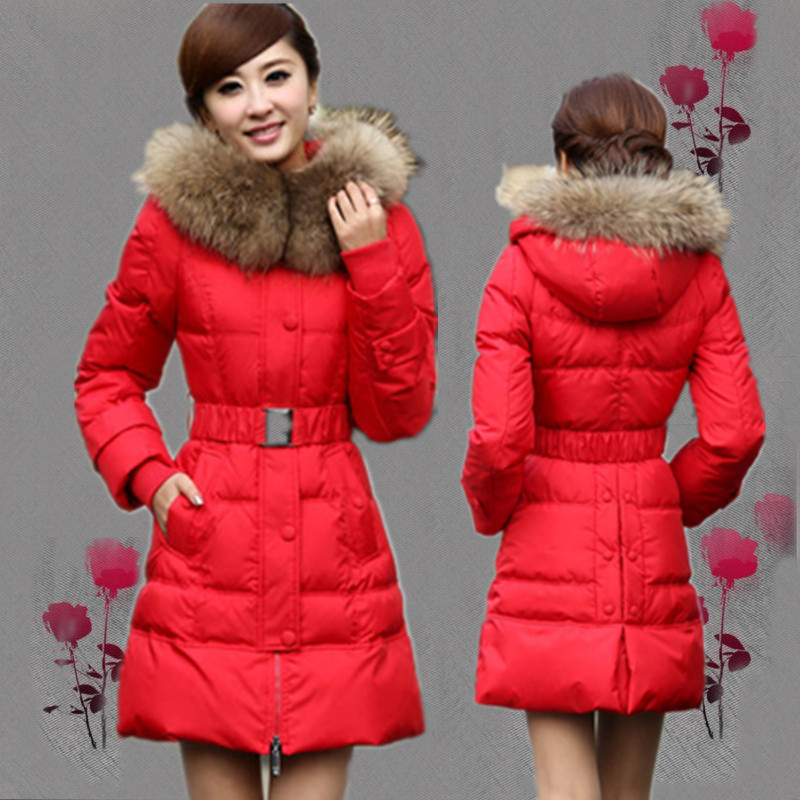 <em>女人花</em>正品羽绒<em>棉服</em>2013冬 时尚修身超大毛领