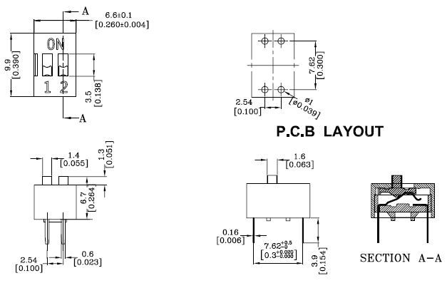 dip switch 汇坚拨码开关2p 出口品质 dip开关出口品质