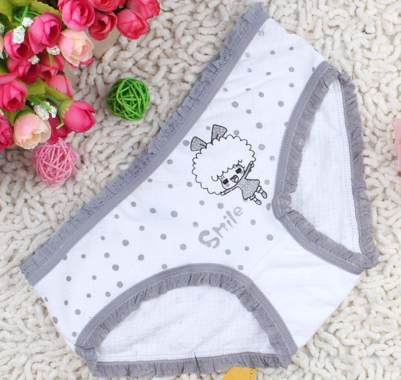 <em>少女</em>透气棉<em>内裤</em> 女士卡通花边可爱图案三角裤