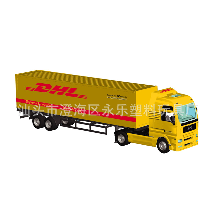供应合金货柜车 可印刷客户图案 die-cast container 拖头货柜车赠品