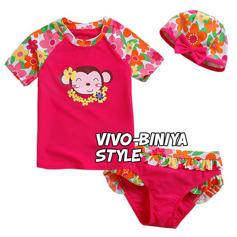 2014款儿童泳装女童碎花分体泳装防晒泳衣美女猴 中大童 韩国1308