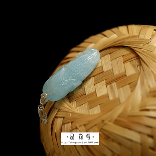 晶尚尊特级精美天然海蓝宝裸石雕刻吊坠 海蓝宝玉米