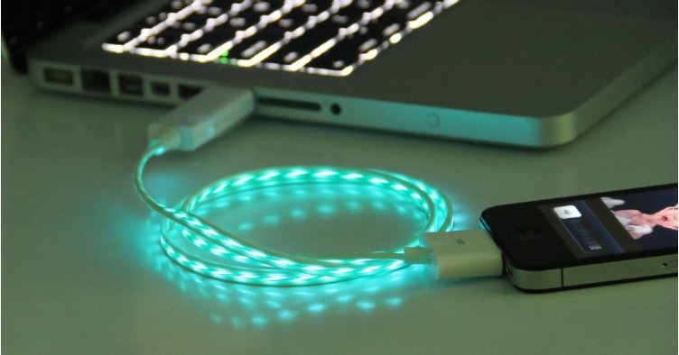 【热销EL LED闪光发光苹果三星USB电脑连接