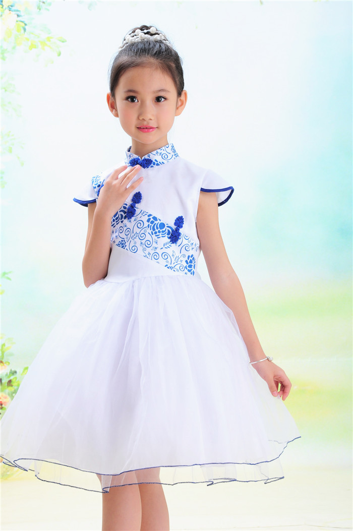 2013小<em>礼服</em>青花瓷儿童纱裙 <em>女童</em>公主裙蓬蓬连