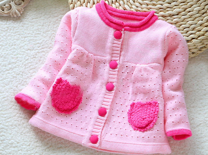 婴幼儿纯镂空<em>口袋</em>女孩线衣衫公主对<em>开衫宝宝</em>韩