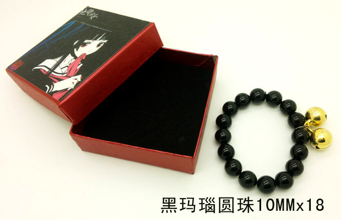 <em>地狱少女主角</em>天然黑玛瑙铜铃手链道具co饰品
