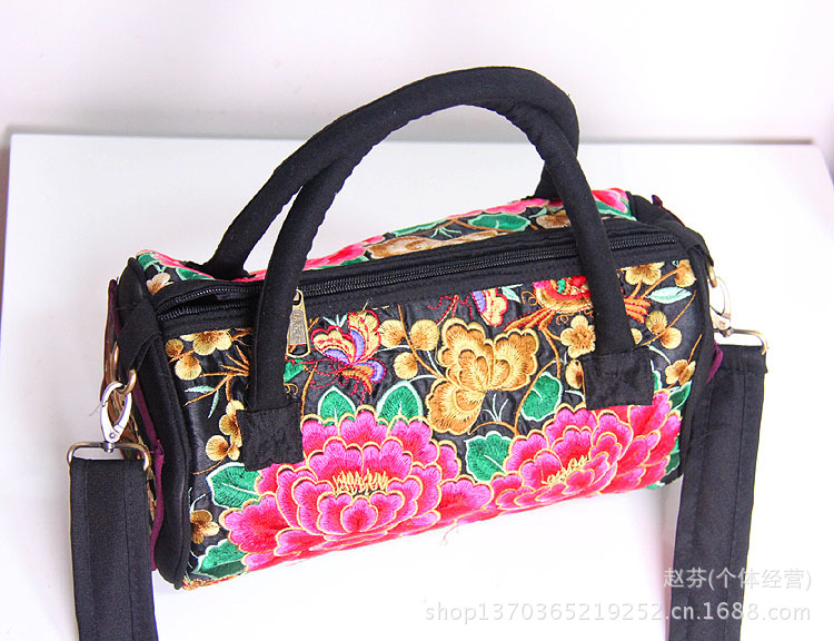 民族繡花手提斜垮兩用包