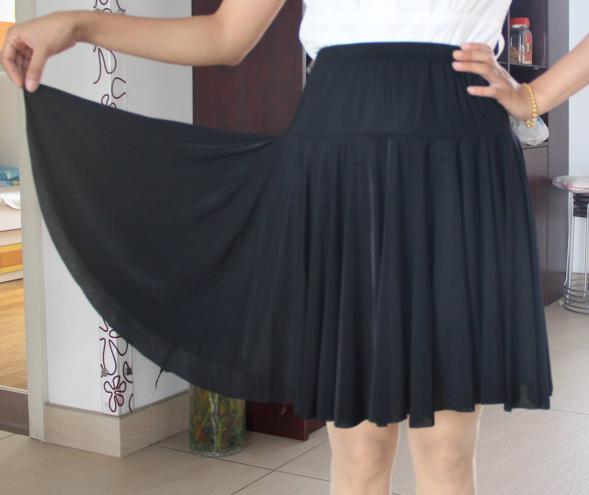 呛口小辣椒同款 地震纹薄纱质条纹裙