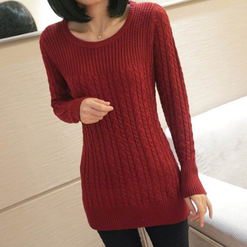 2013秋冬新款<em>中长款</em>低领<em>套头毛衣</em> 女<em>韩版</em>修身