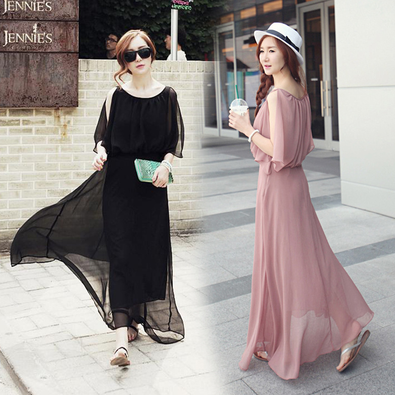 2013春装新款女韩国大码无袖韩版沙滩裙雪纺