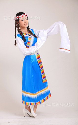 广场舞藏族舞蹈表演服装 少数民族演出服 长款