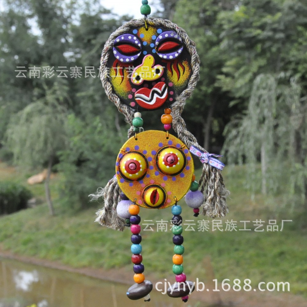 酒吧 茶室装饰品 民族东巴工艺品 云南纳西族东巴福娃 情侣吞口