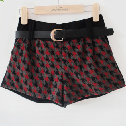 2013<em>新款</em>秋<em>冬季</em>呢子短裤 女款 毛呢<em>短裤子</em> 千鸟