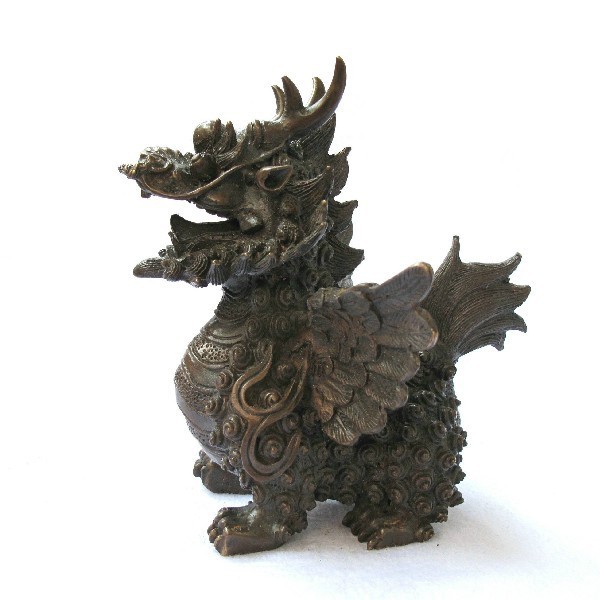 【鑫厵工艺 黄铜麒麟 纯铜飞天麒麟摆件 镇宅化