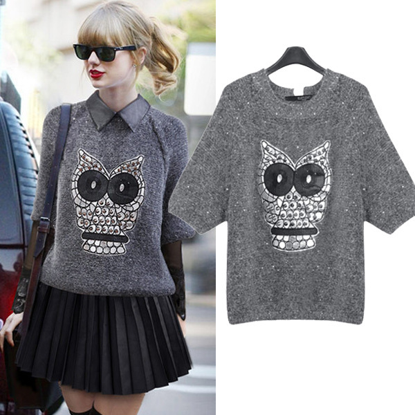 MY6260 冬季新品女装 <em>猫头鹰图案毛衣</em> 一件代