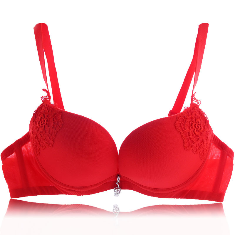 【一件代发】精品纯棉大<em>红色</em>聚拢<em>文胸</em>批发 本