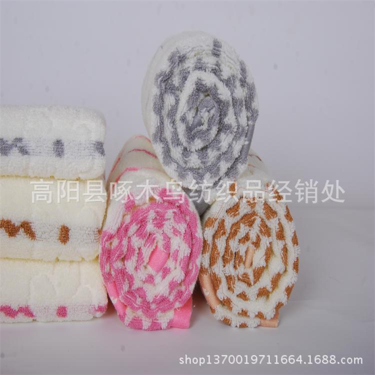 纯棉无捻水纹条梅花毛巾