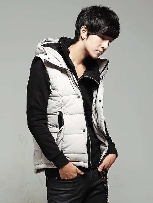 秋冬韩版男士保暖连帽<em>设计</em>拉链修身<em>棉马甲</em> - 秋