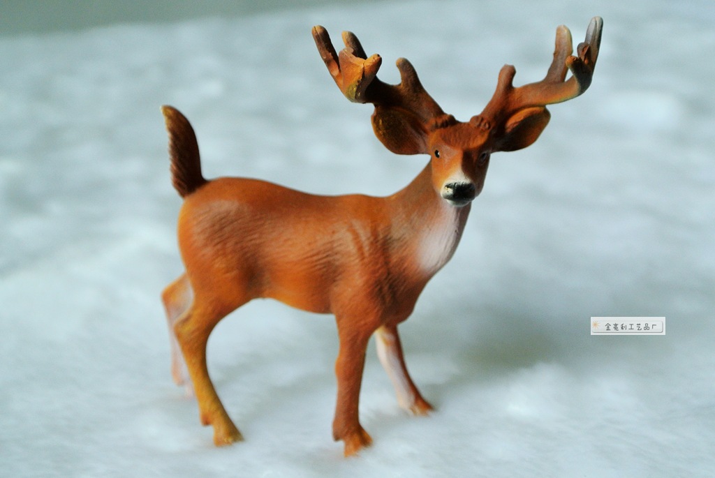 【动物模型 长角鹿桌面摆件 生日礼物 玩具树脂