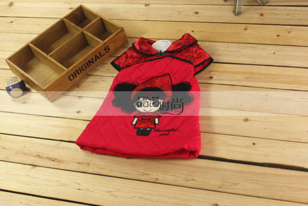 【品诺童装 2013冬装儿童喜庆<em>红色</em>复古<em>卡通</em>娃