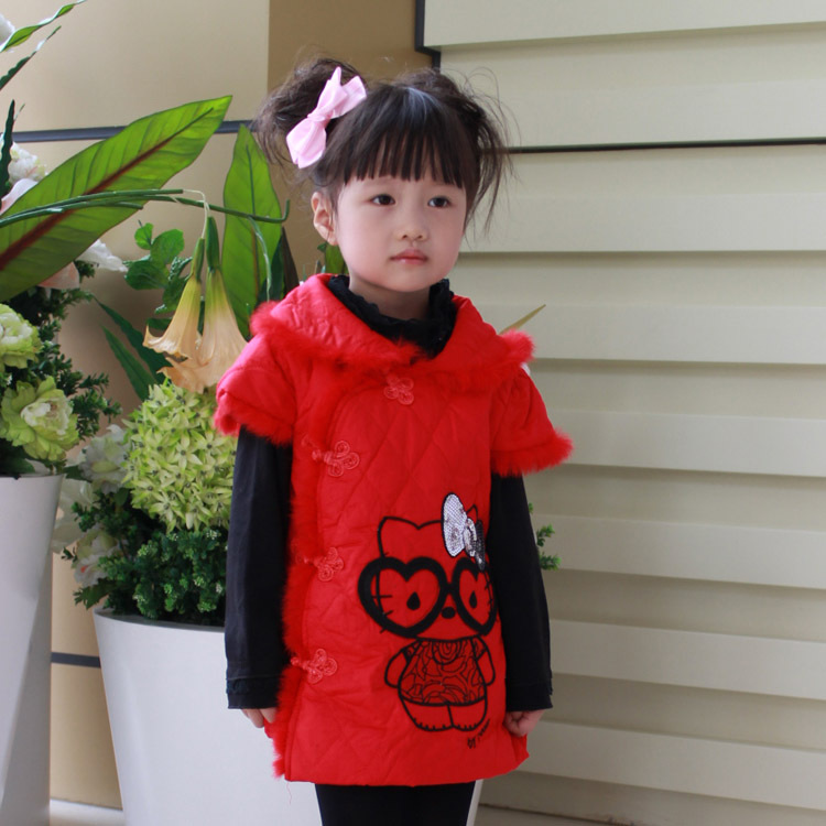 韩版<em>女</em>童童裙<em>宝宝</em>唐装<em>秋冬</em>新款纯棉 唐装卡通
