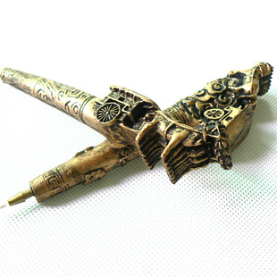 笔筒-低价创意铜车马圆珠笔,西安旅游纪念品笔