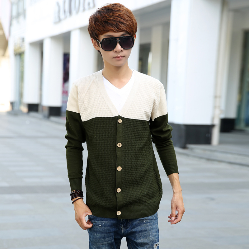 2013冬装新款男装<em>针织</em>衫 韩版<em>V字领</em>男士毛衣