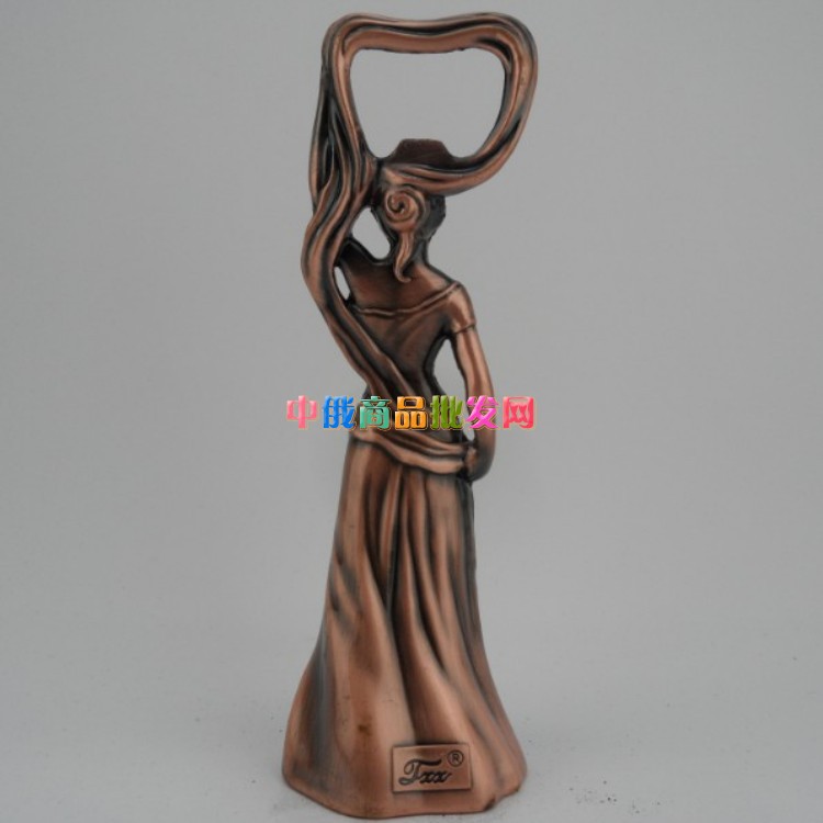 特价商品俄罗斯锡器,银锡瓶起子开瓶器【立式美女】红铜色