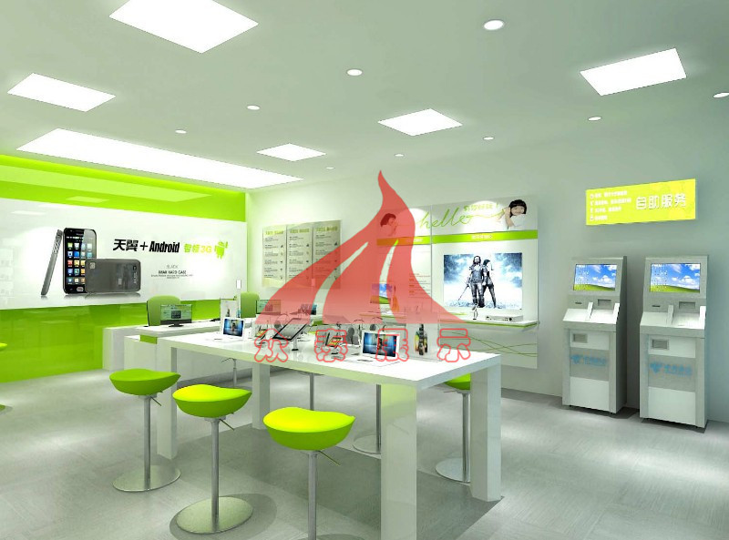 展示柜-电信店面形象图 手机柜台摆放及装修 中