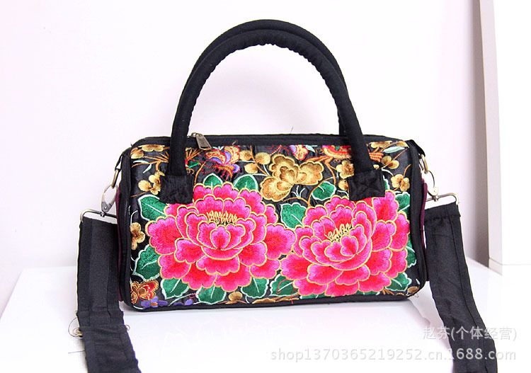民族繡花手提斜垮兩用包