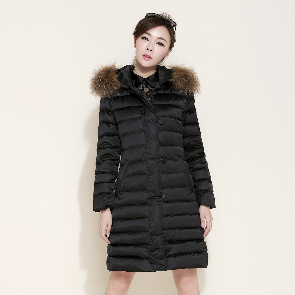新款韩版长款保暖品牌女装羽绒服棉衣棉服 名拉维斯063 配毛领 图片_高清大图 - 阿里巴巴