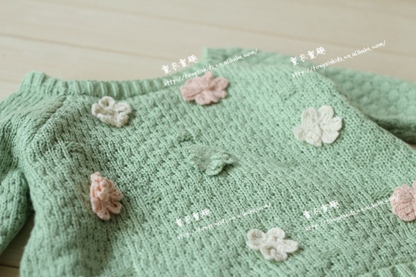 9318韩版童装 女童 立体花朵手工<em>钩针羊羔</em>绒加