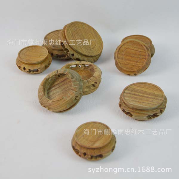 【雨忠红木】绿檀雕花镂空底座 葫芦核桃文玩底座