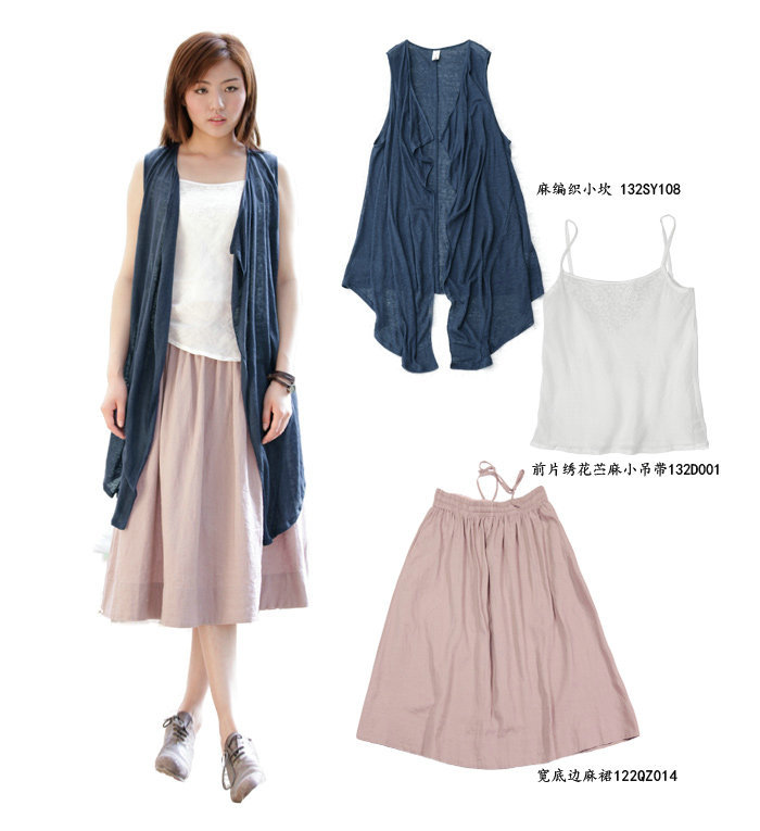 【小愚原创棉麻文艺气质休闲女装 <em>长款</em>无袖修