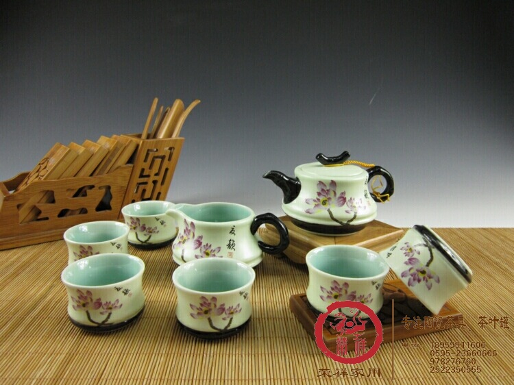新款亚光釉系列竹节壶陶瓷功夫茶具套组 高档创意商务礼赠品