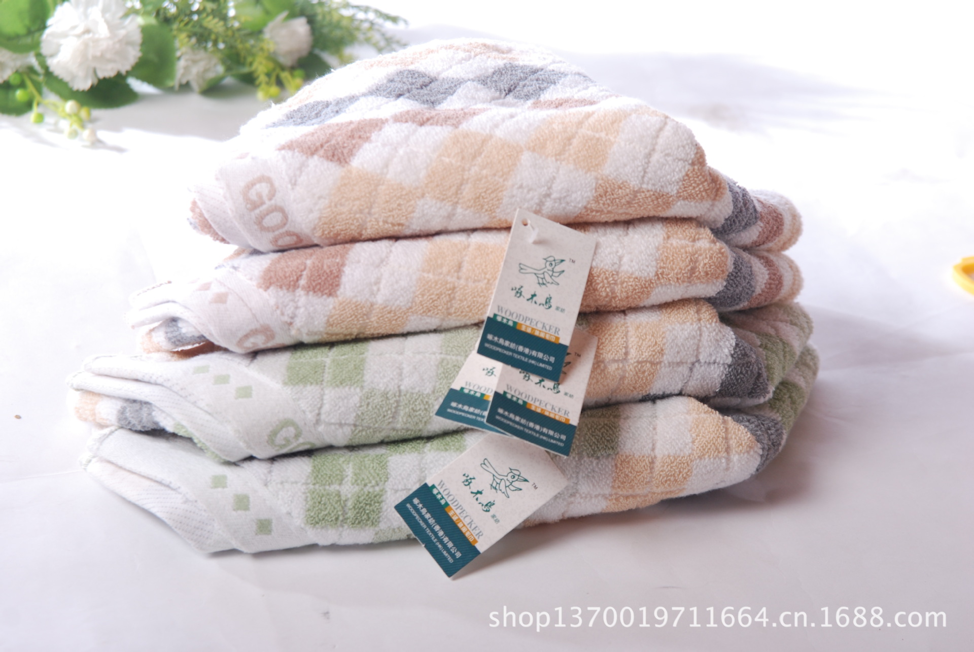 纯棉菱形格毛巾 批发毛巾