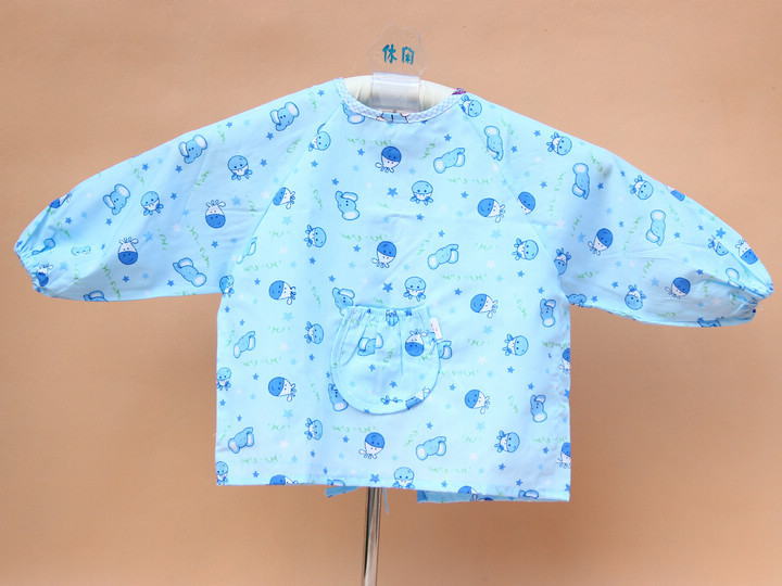 衣丫熊猫新品罩衣 卡通图案儿童画画罩衣宝宝